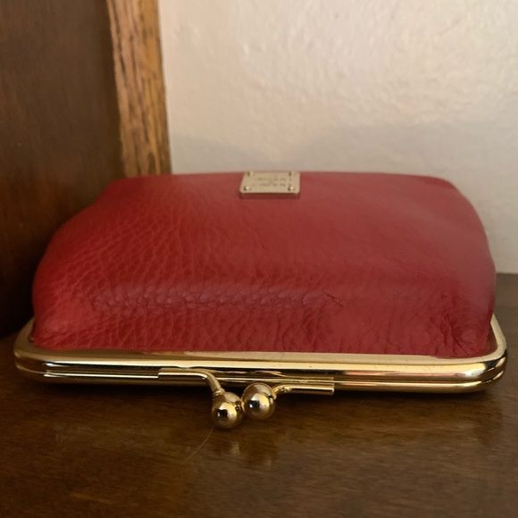 Dooney and Bourke red pebble leather kiss wallet pouch - Picture 12 of 14